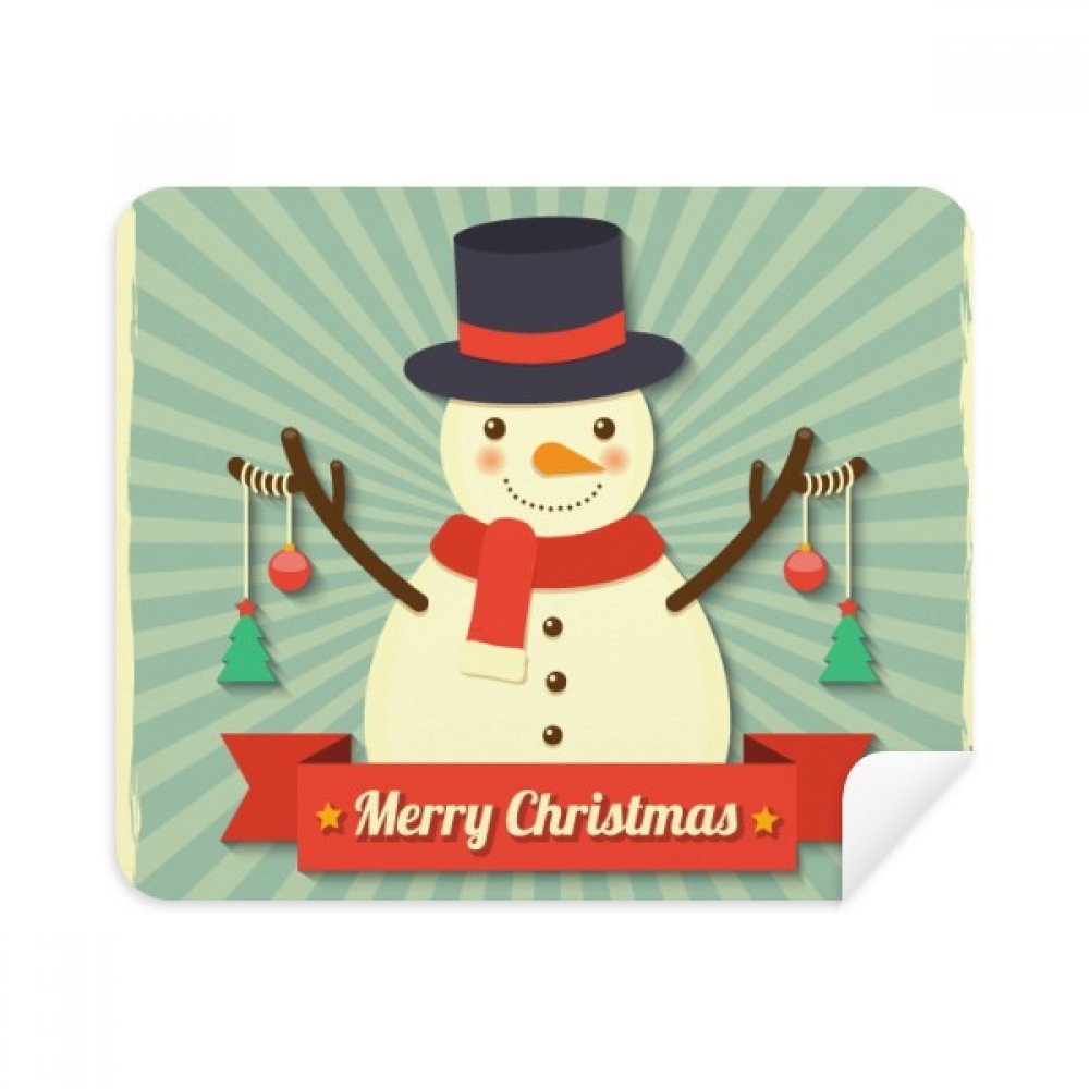 Merry mas Snowman Cartoon Illustration Cleaning Cloth Screen Cleaner 2pcs Suede Fabric