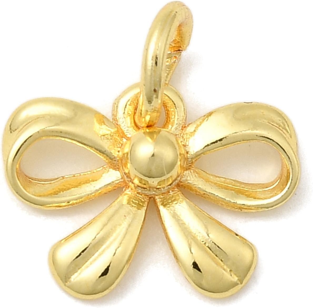 KitBeads 30Pcs Gold Plated Bow Charms Mini Flower Bowknot Dangle Brass Pendants for Jewelry Making with Jump Ring Necklace Bracelet Crafts Supplies