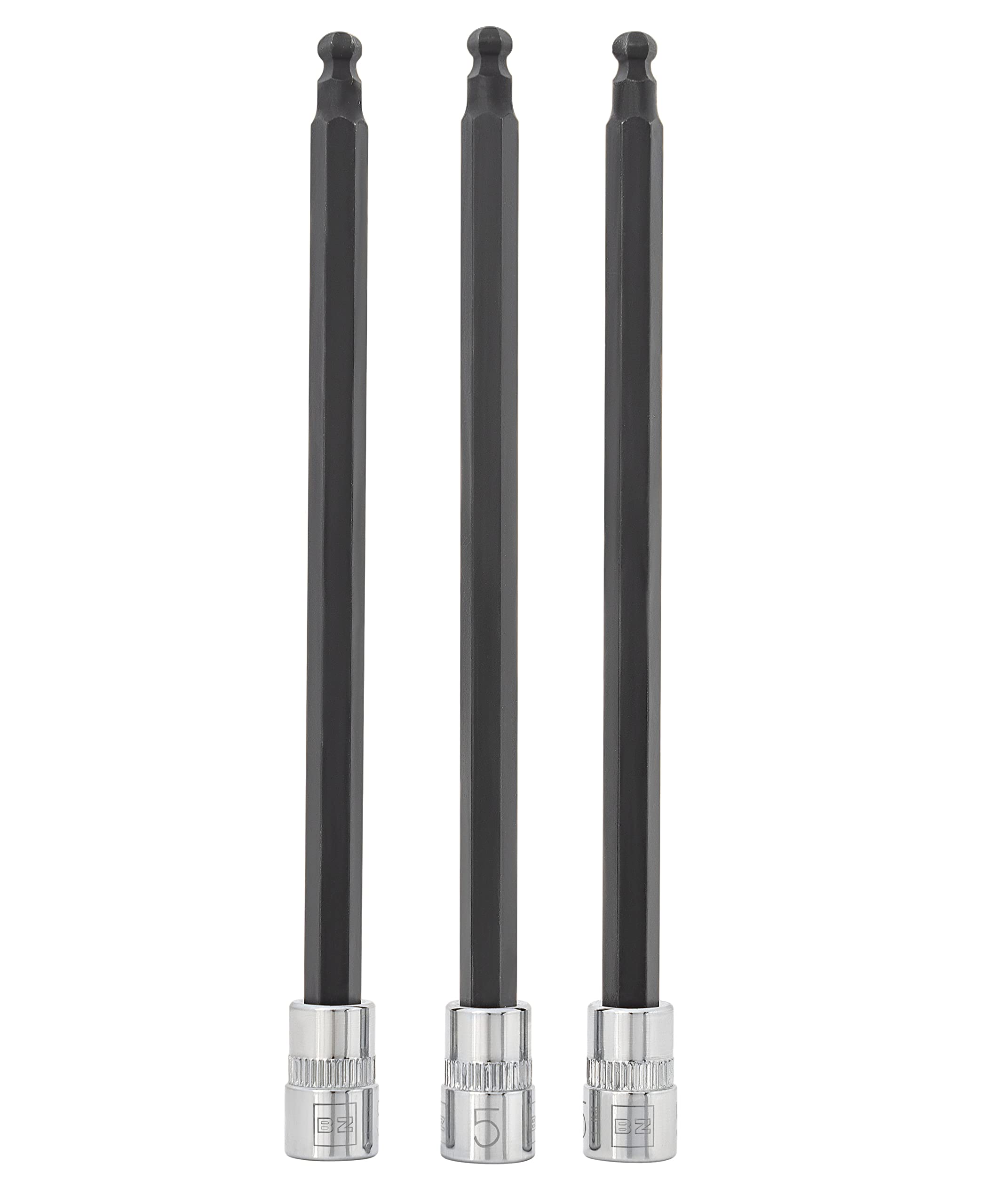 BRAZEN 5mm Hex Bit Socket/Allen Driver Three Pack (1/4" Drive, Long, Ball End)
