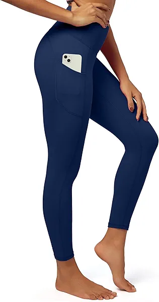 IUGA Fleece Lined Leggings Women Thermal Leggings for Women Winter Warm Tights High Waisted Hiking Yoga Pants with Pockets(Dark Blue, XL)