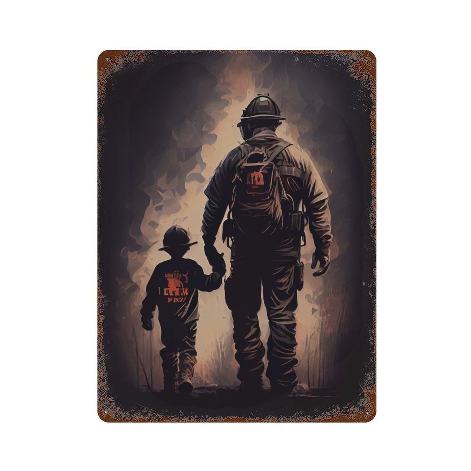 Firefighter Son Rustic Tin Plaque 15.7"x11.8", Novelty Wall Decor for Garage, Pub Or Kitchen