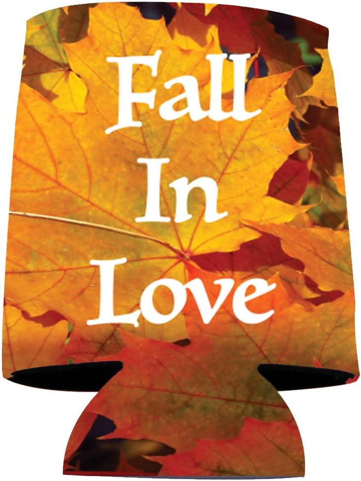 VictoryStore Can and Beverage Coolers: Customizable Autumn “Fall in Love” Wedding Can Coolers