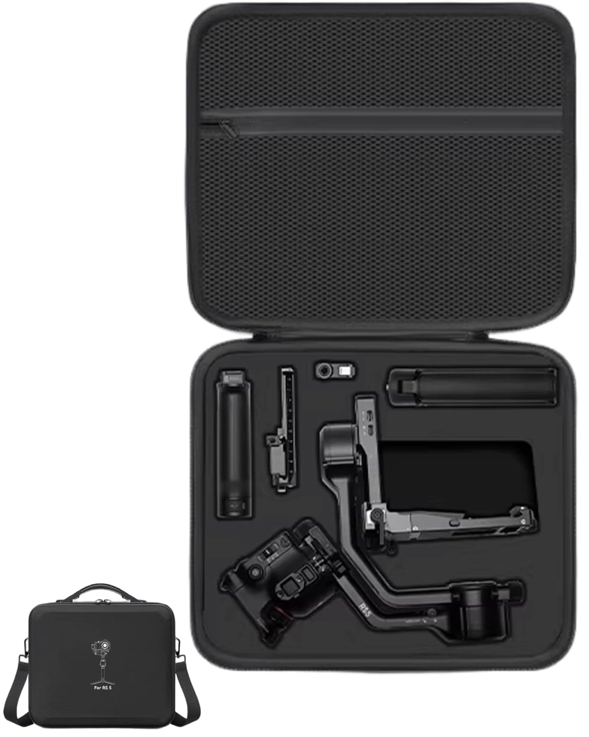 RS 5 Carrying Case, Cochanvie Portable PU Leather Storage Case Travel Shoulder Bag Compatible with DJI Ronin RS 5 Gimbal Stabilizer and Accessories (Black)