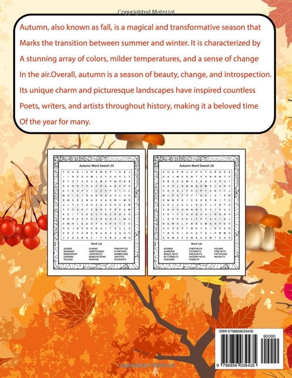 Vista 2 de Autumn Word Search for Adults Large Print