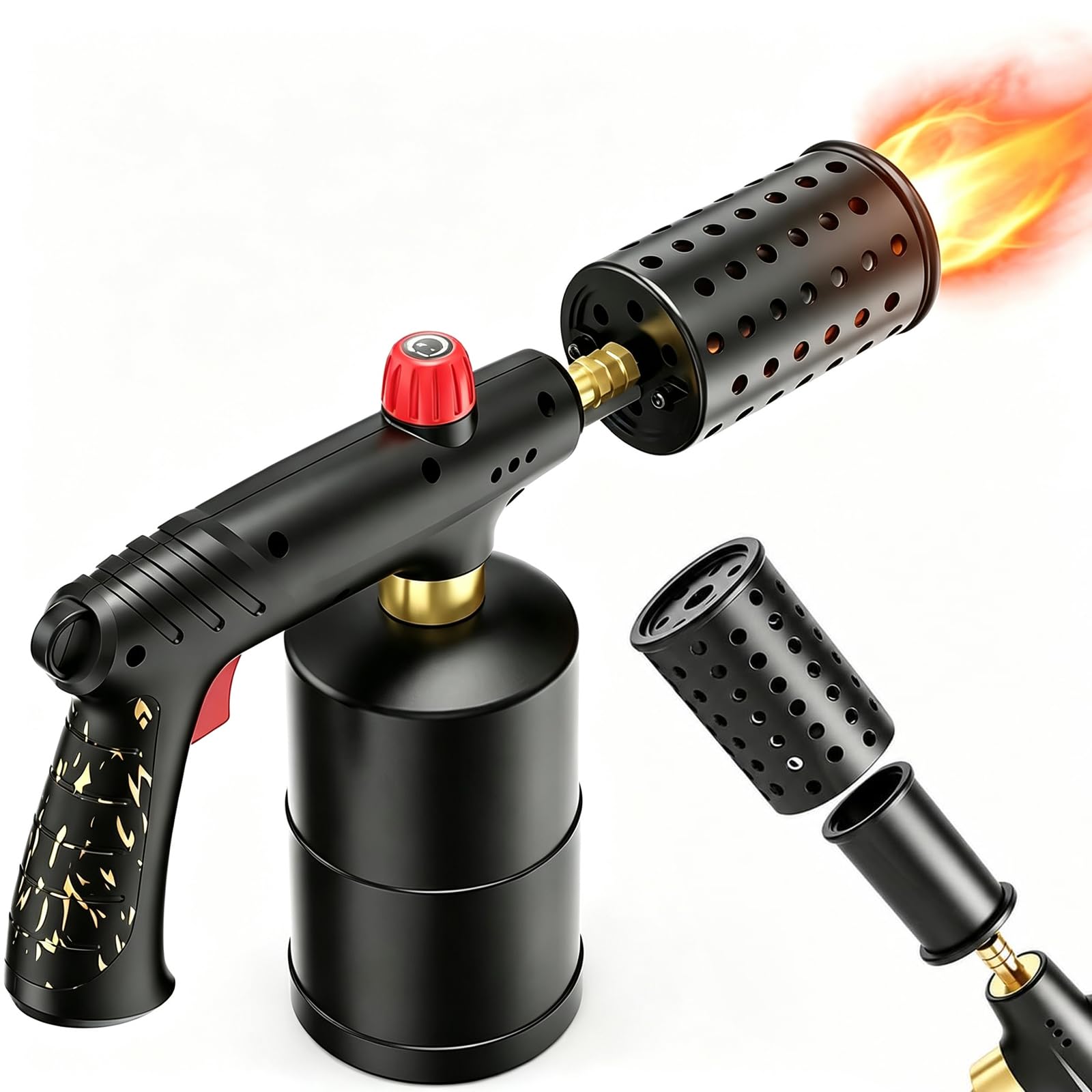 ARTFLAMM Powerful Propane Torch with Safety Lock, Cooking Blow Torch Gun with Adjustable Flame &amp; Cooling vents Design, Kitchen Food Torch for Grill, Sous Vide, Charcoal Lighter (Tank Not Included)