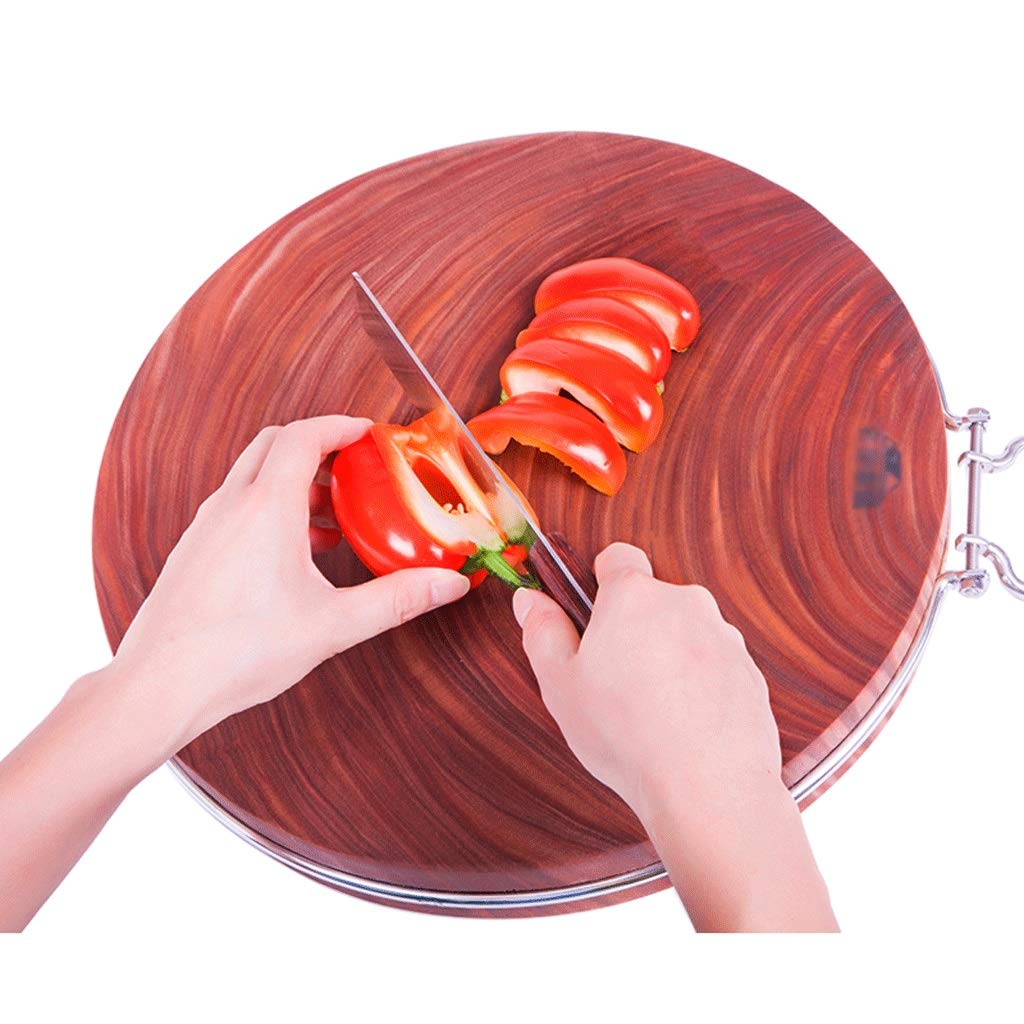 Tabla de Cortar Cocina,Tabla de cortar de madera maciza, cocina para el hogar, auténtica madera de hierro, bloque de cortar redondo de madera entera con mango, la mejor cocina para carne
