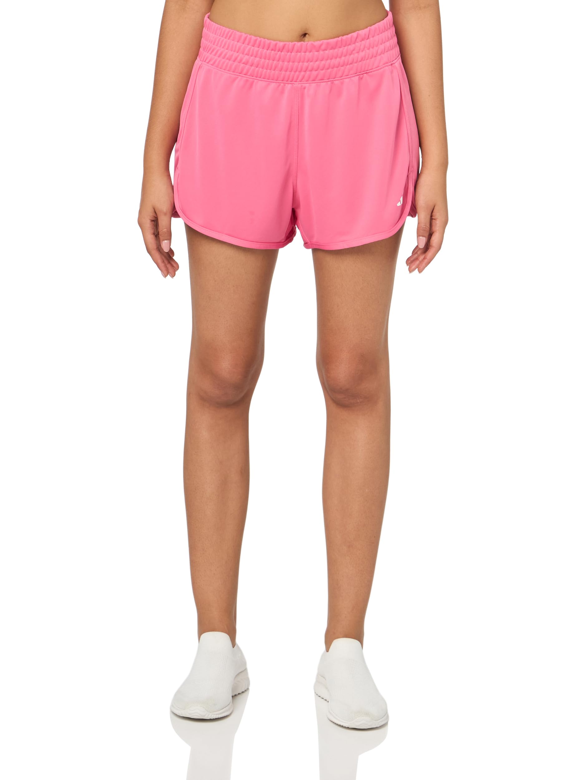 adidas Damen Pacer Essentials Knit High-Rise Training Shorts, Pink Fusion/Weiß, L/8 cm Entrepierna