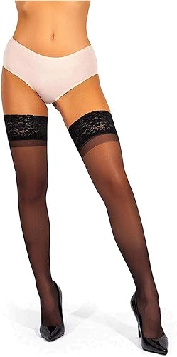 sofsy Lace Thigh High Stockings Made in Italy Sheer Stockings for Women Lingerie Top Thigh High 1520 Den