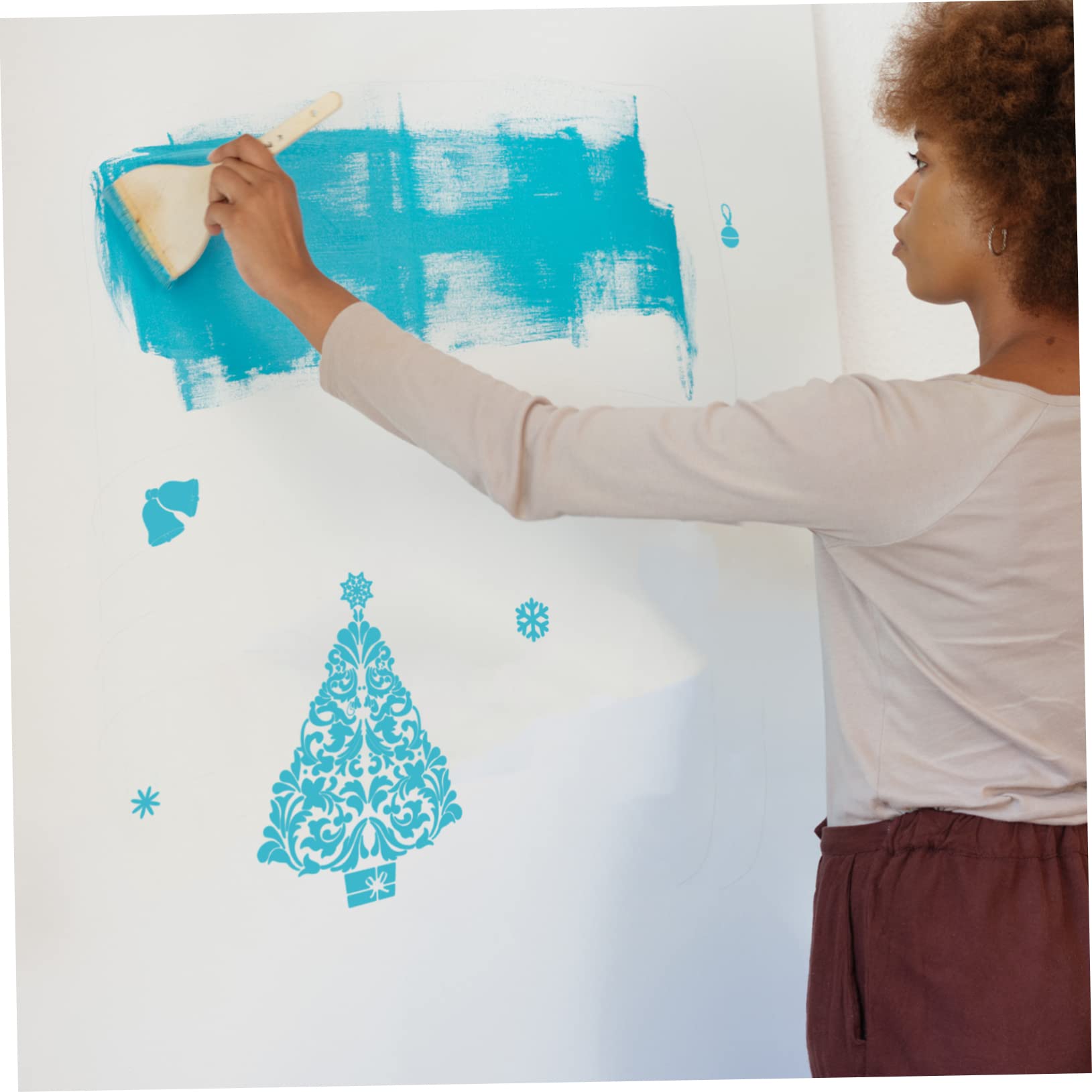 NUOBESTY 3 Set di Perline Artigianali Ornamenti per Feste di Natale Modelli Natalizi per Stencil di Pittura Lisci da Parete Stencil di Perline Finte 12 Pezzi * 3