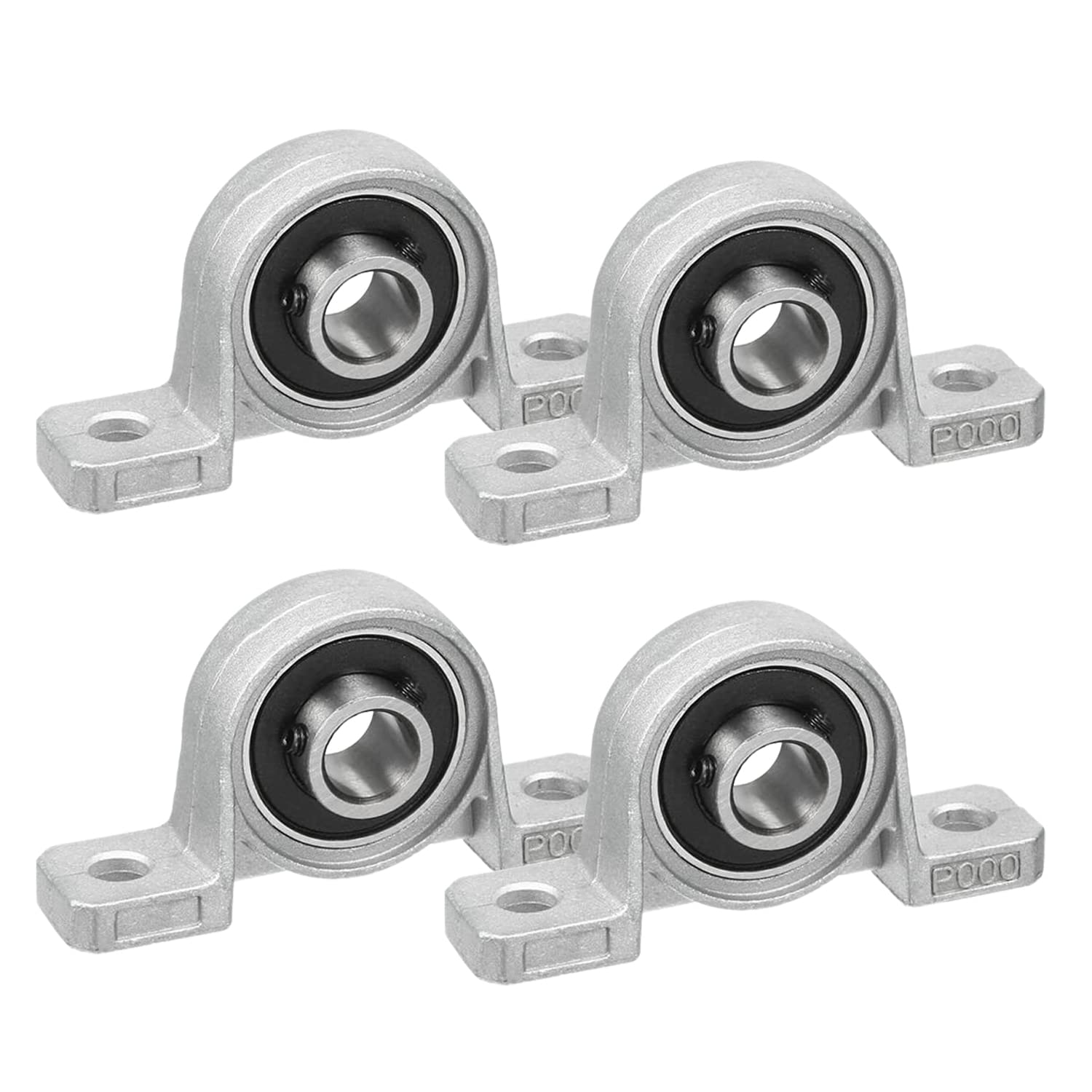 DeepDream 4Pcs KP000 10mm Pillow Block Bearings - Zinc Alloy Mounted Blocks, Self-Aligning, 0.39" Bore for Easy Shaft Locking