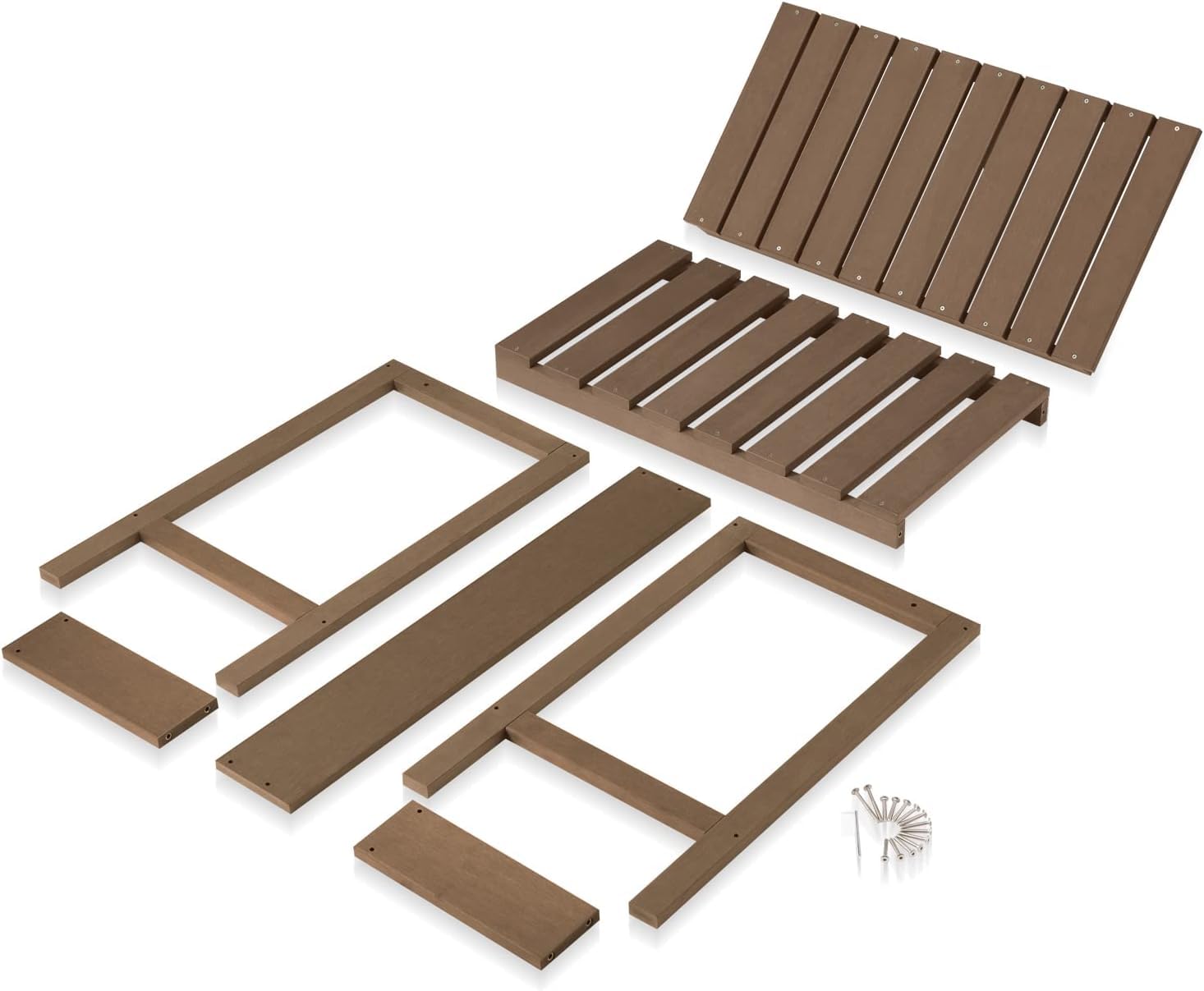 Efurden Mesa de banco para macetas, mesa para macetas al aire libre hecha de madera de polietileno, mesa de jardinería y estación de macetas, color marrón