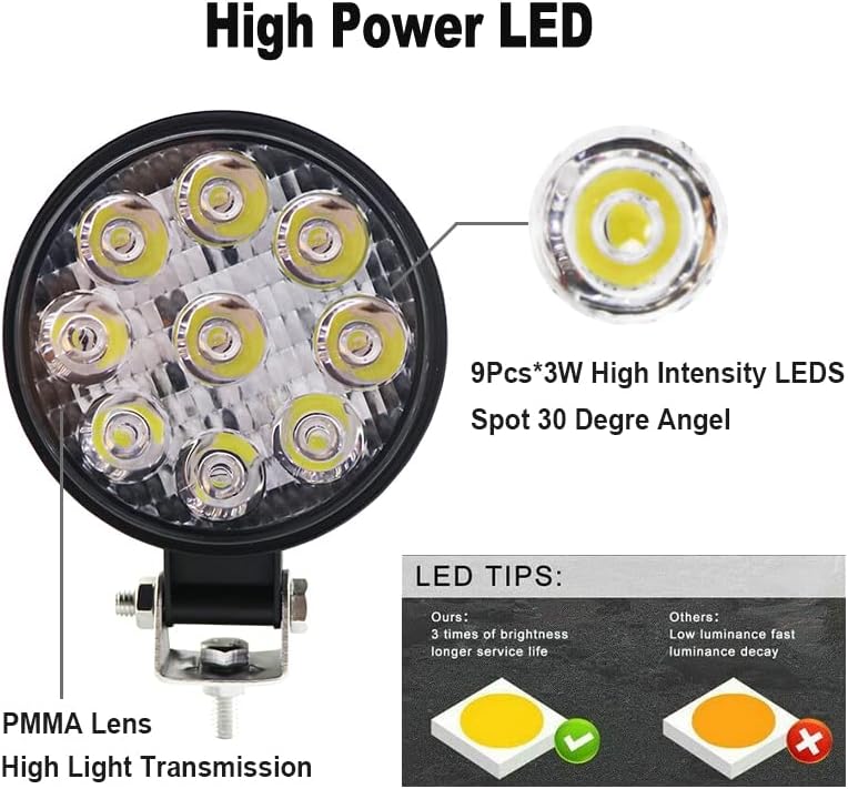 Miniatura 3 de Luces antiniebla LED para parachoques de automóvil de 3 pulgadas para todoterreno, paquete de 4 barras de luz redondas de 8000 lm, cápsulas