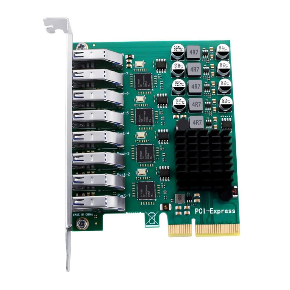 Bloepum 8 Port USB 3.0 PCI Express Expansion Card PCI-E X4 USB 3.0 Board USB3.0 6Gbps Adapter Controller for Desktop PC