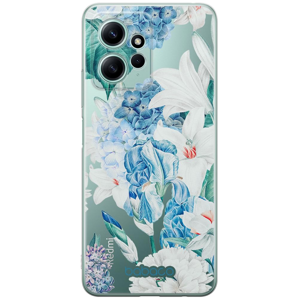 Babaco ERT GROUP mobile phone case for Xiaomi REDMI NOTE 12 4G original and officially Licensed pattern Flowers 026 optimally adapted to the shape of the mobile phone, partially transparent