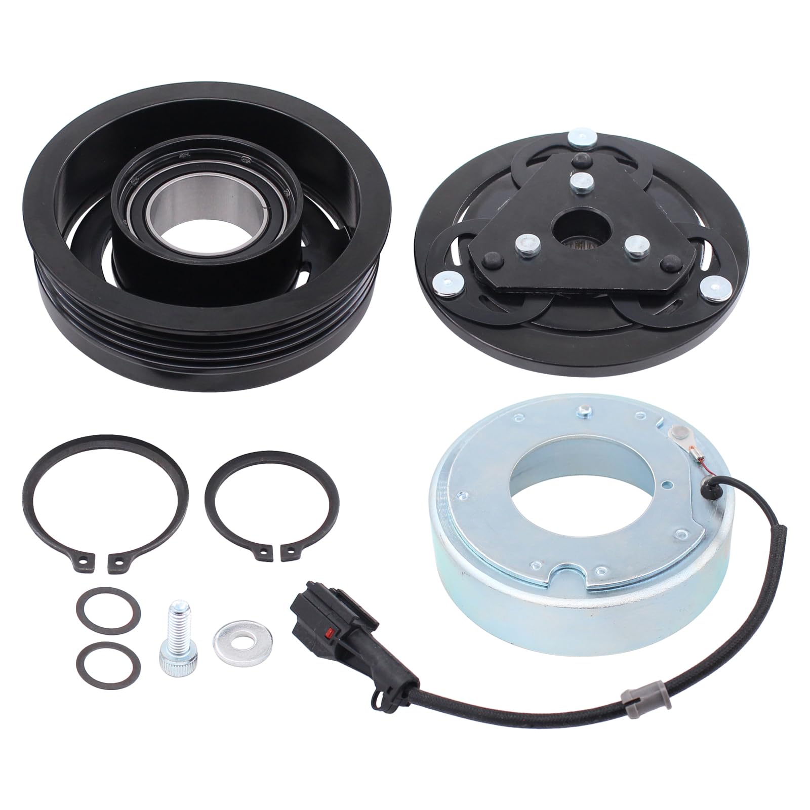 XtremeAmazing AC A/C Compressor Clutch Assembly Kit Pulley Coil Set for Subaru Forester Impreza 2.0L 2.5L 2008-2014