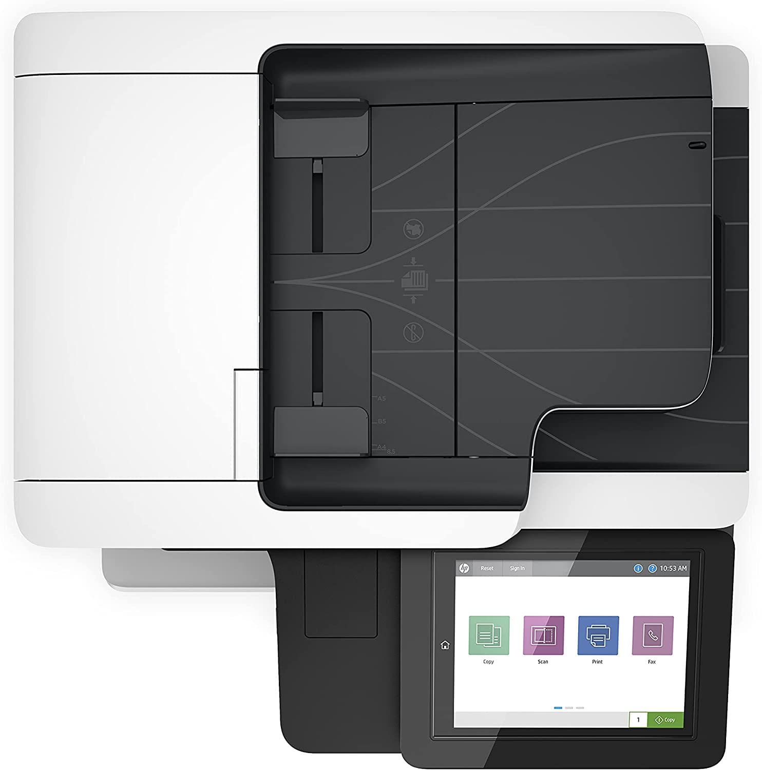 HP LaserJet Enterprise M528f 1PV65A, Stampante Multifunzione A4, Stampa Fronte e Retro Automatica in b/n, 50 ppm, USB, Fax, ADF, Gigabit Ethernet HP Smart, Display a colori da 20,3 cm, Bianca