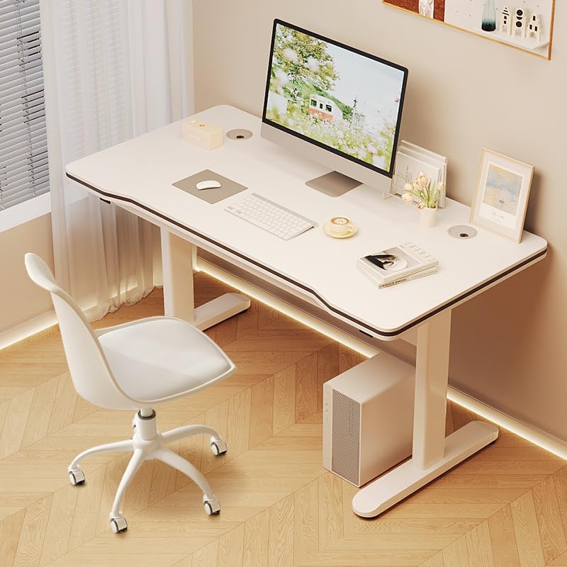 Gaming Desk Computer Writing Table for Home Office Student Art Modern Simple Style with T-Shaped Metal Bracket PC Wood Suitable for Offices&Bedrooms