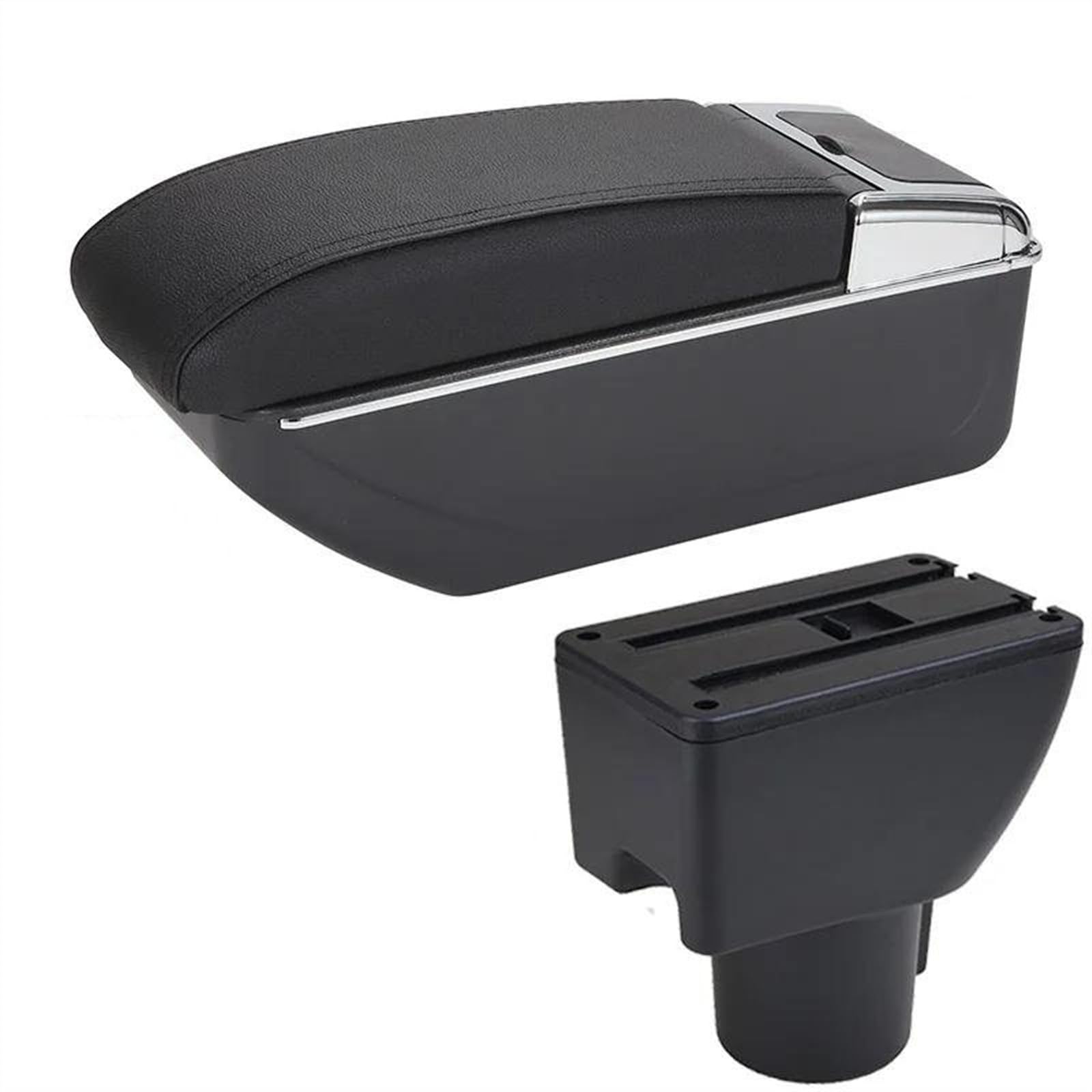 NMJLQW Storage Rack Armrest Box With Multifunctional Support PU Upholstered Car Interior Modification Accessories For Getz(B2 Black line 7USB)