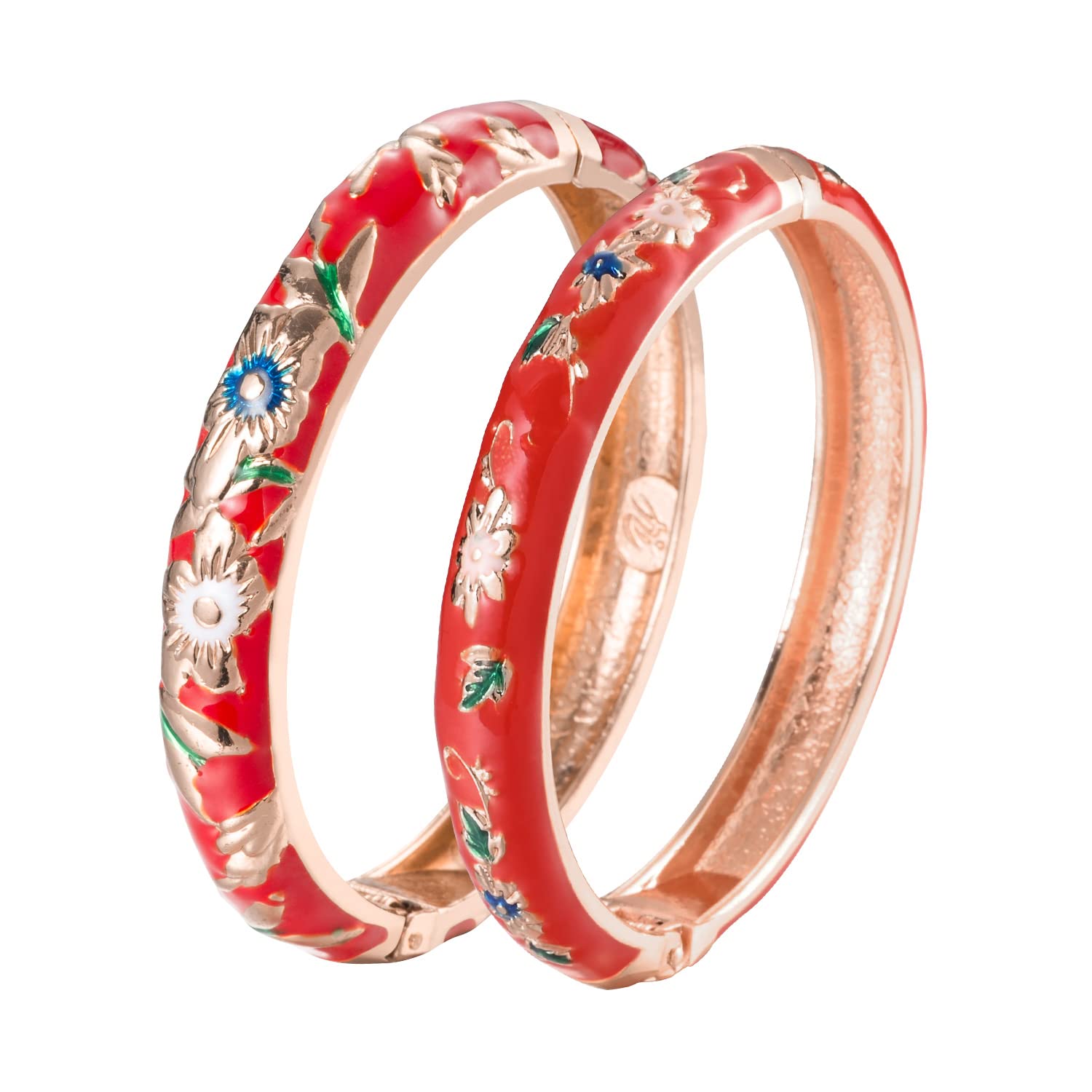 UJOY Enamel Bangle Bracelet Two Pcs Set in Gift Box for Lady Women Birthday Valentine Present (Red) (B0CP7Z568R) Amazon Price History, Amazon Price Tracker
