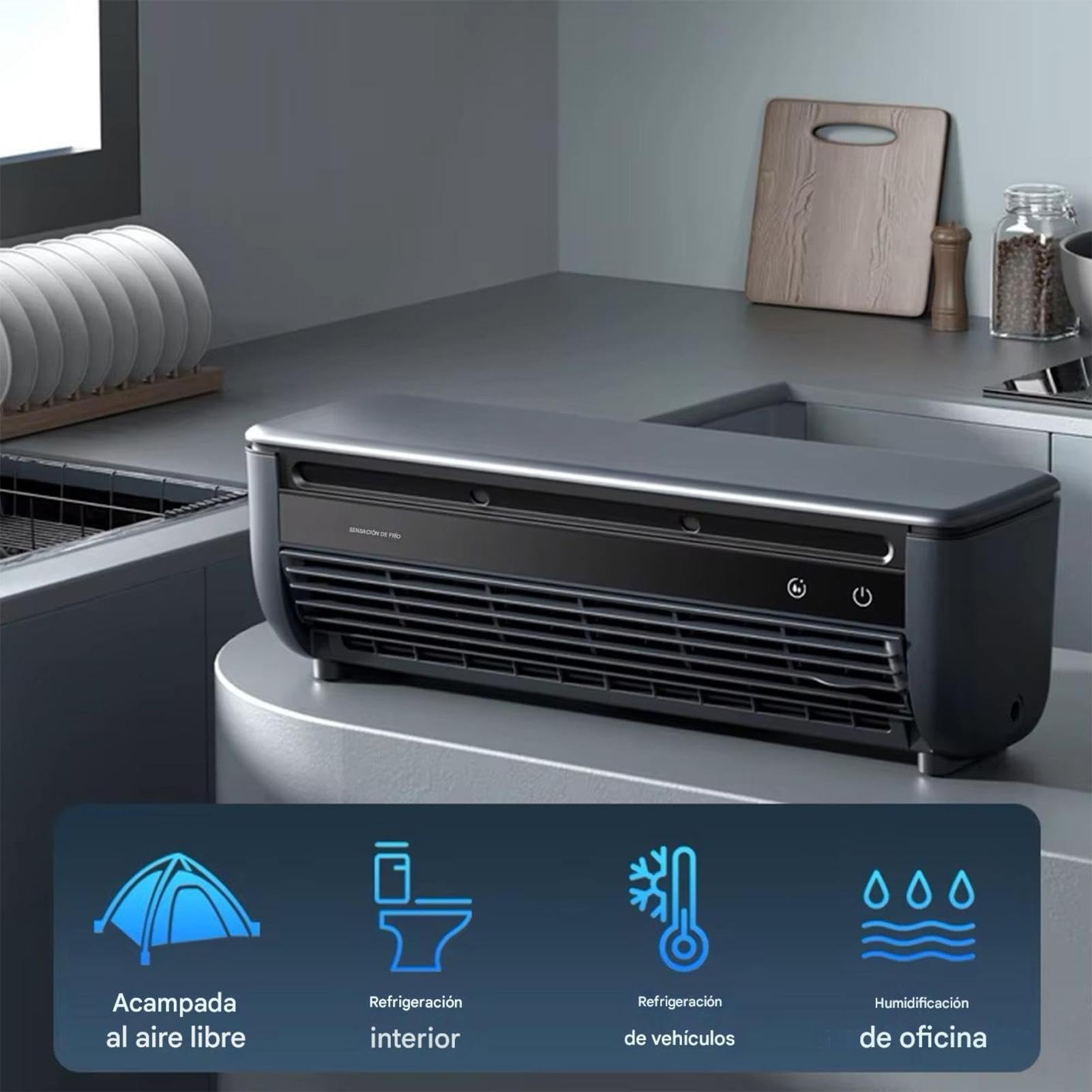 Ventilador De Aire ondicionado,Enfriador Aire Para Dormitorio | Ventilador de 3 Velocidades con Enfriador de Carga Inalámbrica | para Hogar Baño Cocina Interior Exterior Camping