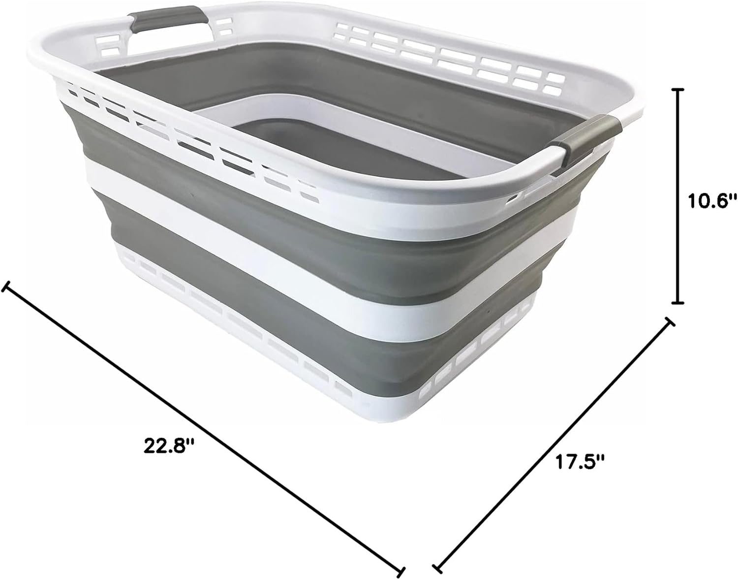 Collpasible Laundry Basket (42L Collapsible Laundry Basket with Holes (White/Grey))