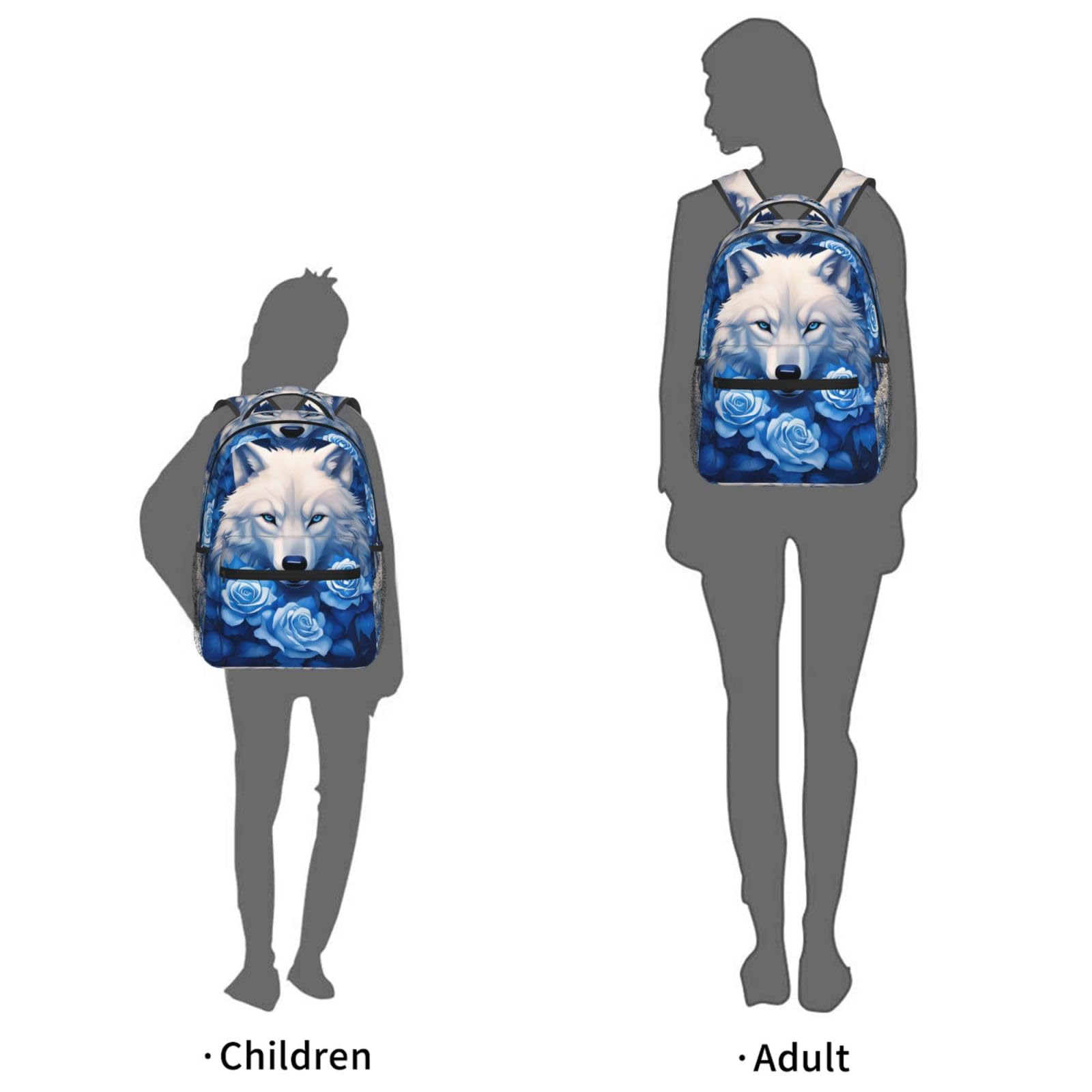 Dujiea 17 Inch Backpack Rose Wolf Laptop Backpack School Bookbag Travel