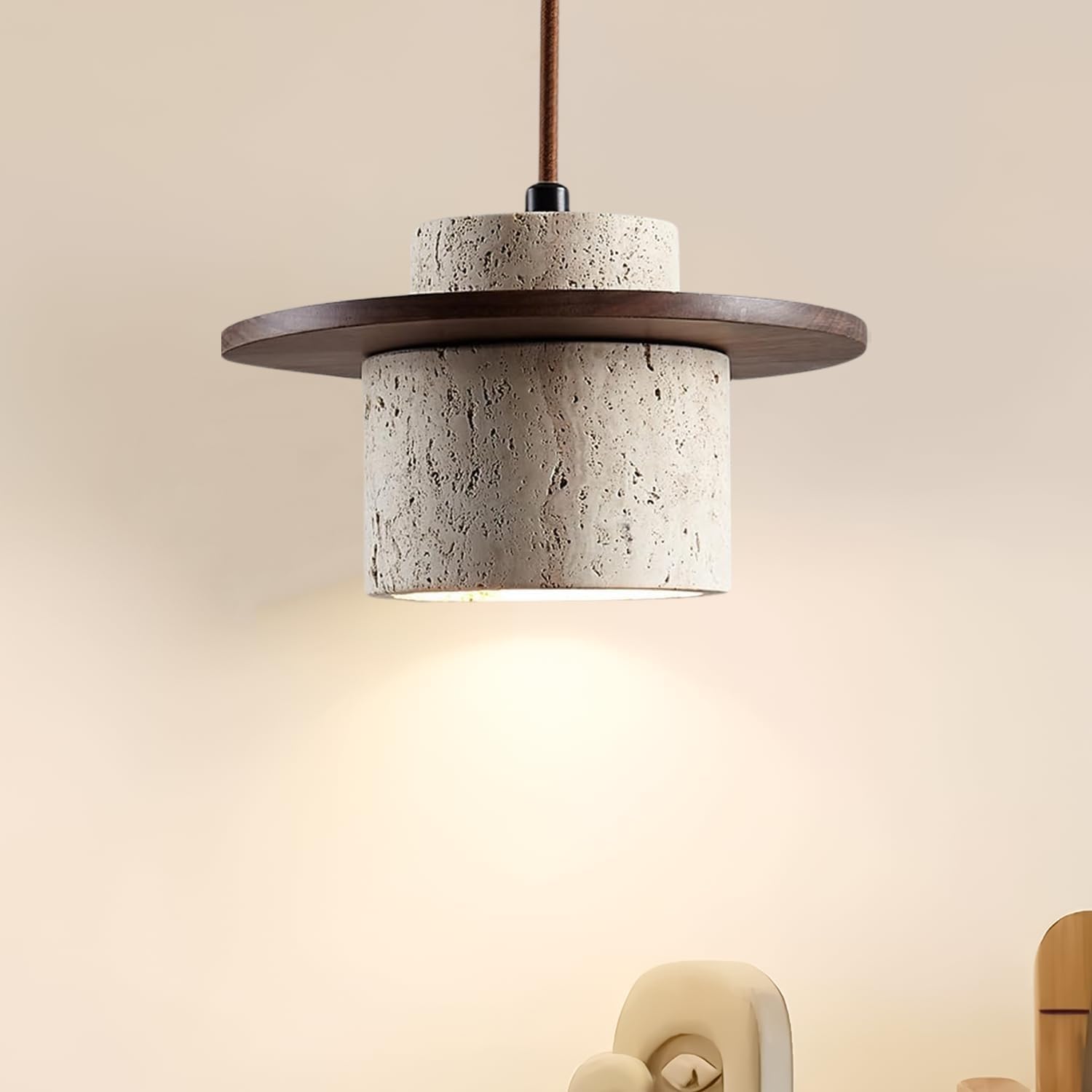 Stesulfr Pendant Lighting Japanese Style Wabi Sabi Pendant Light E27 Nordic Marble Chandeliers Natural Stone Shade Simple Hanging Light Fixture for Dining Room Bedside Kitchen Island Hallway(1PC)