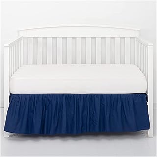 PBDEIOEOE Falda de Cama de Encaje Minimalista Sábanas Blancas for Cuna, 4 Lados con Volantes Plisados, for bebés, niños y niñas.(Dark Blue)