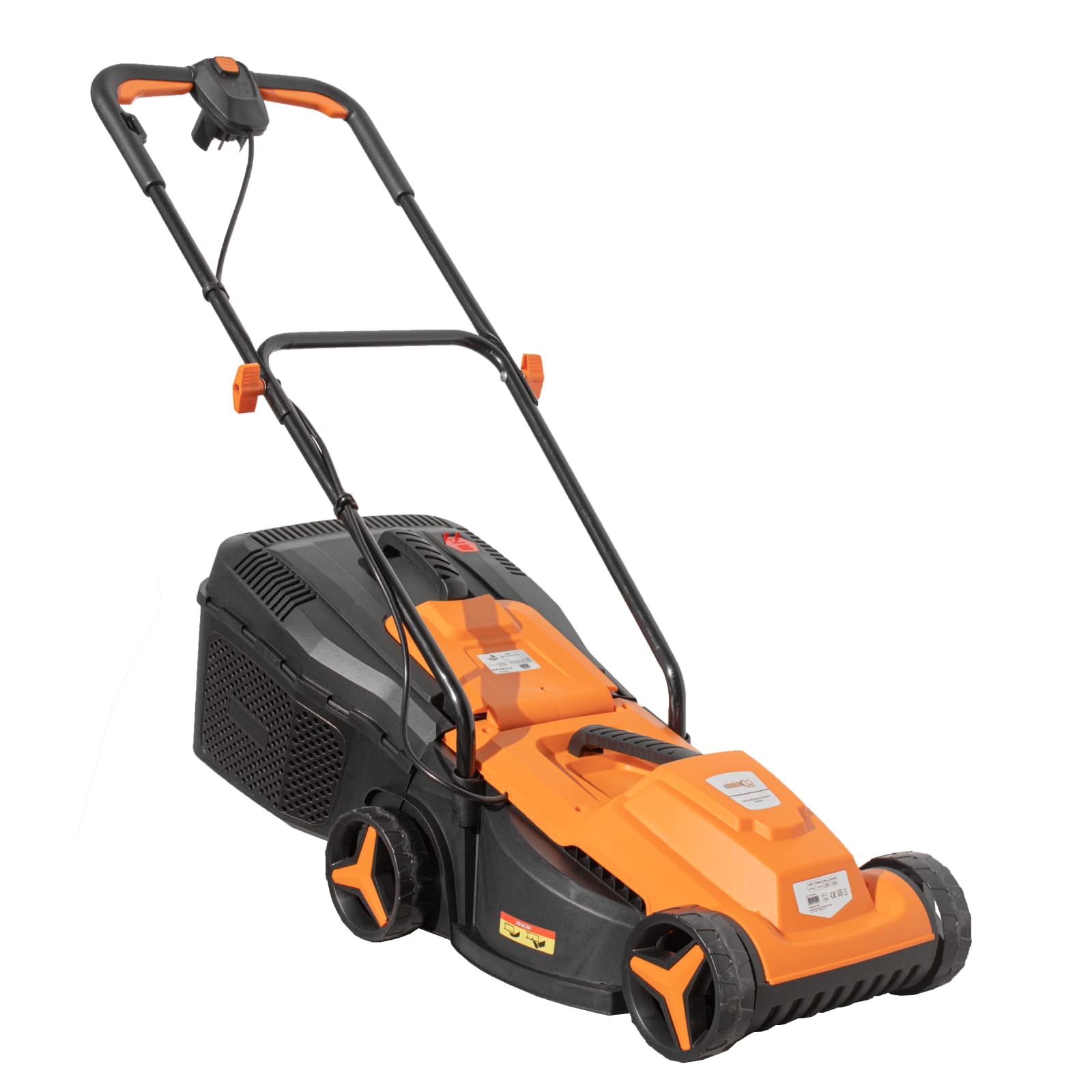Bricoferrr Cortacésped Eléctrico - 1000W, Ancho de Corte 32cm y Altura Ajustable