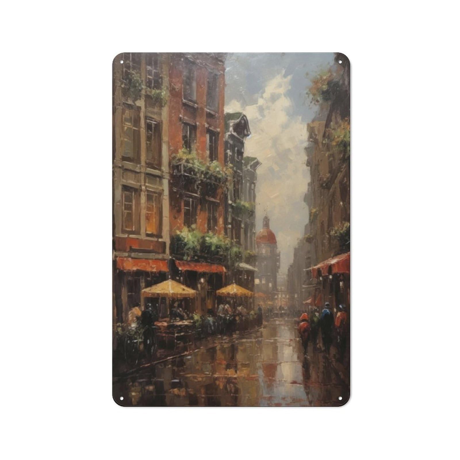 Junmoney Amsterdam Netherlands Tin Wall Plaque 30X20cm With For Studio Or Craft Room, For Metal Sign Collectors, For Kitchen And Home Bar Decor
