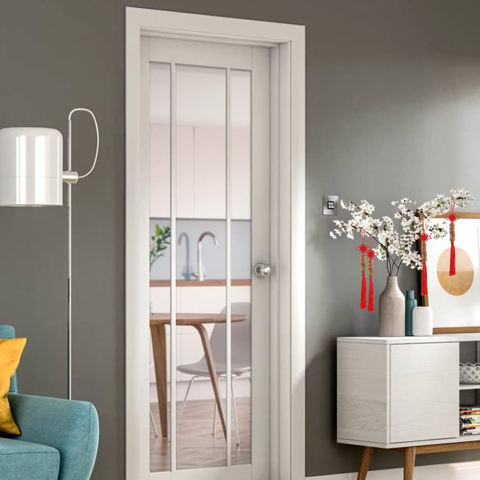 8 sztuk chińskich węzłów, monety Feng Shui, monety na szczęście, czerwone monety na szczęście Feng Shui, dla bogactwa, szczęścia, zdrowia, cudowny prezent