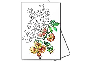 Coloring Greeting and Thank You Note Cards for Adults With Decorative Floral Designs