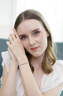 Sterling Silver Bracelets for Women, Birthstone Bracelet, 3mm Round Cut Genuine or Synthetic Gemstone Bracelet, Chain Adjustable Pull-String Bolo Slider, Bracelets for Women Trendy, Tennis Bracelet