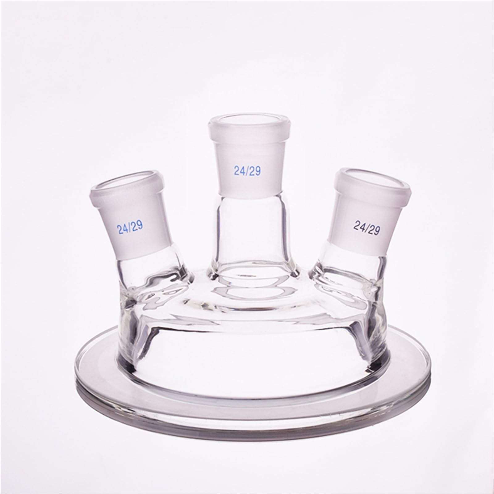 Windzerdong Three Ground Mouth Reaction Bottle Cap,100mm/150mm/200mm/230mm Flange Outer Diameter,Oblique Shape,Joint 24/29,Glass Cover(Flange 230mm)