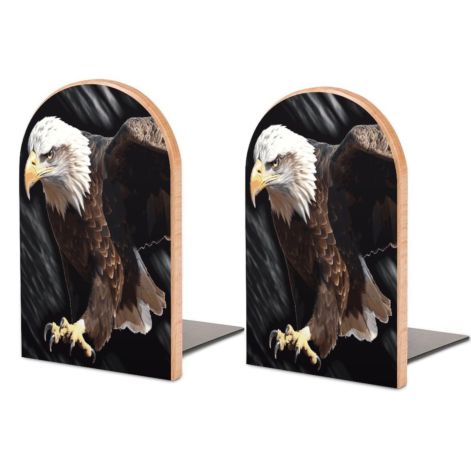an Eagle Bookend for Shelves Fashion Modern Wood Book End with Non-Slip Metal Base Universal Economy Bookend Book Organizer for Home Office Desk Accessories 1 Pair