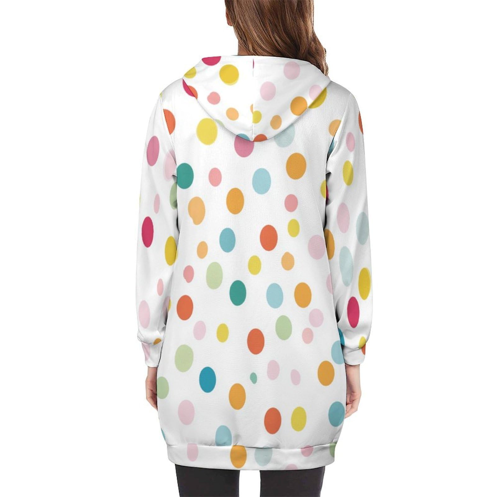 Felpa Donna con Zip Felpe Sportiva con Tasche E Cappuccio Motivo A Pois Morbida Invernale Giacca Regolabile Confortevole per Uso Quotidiano Casual