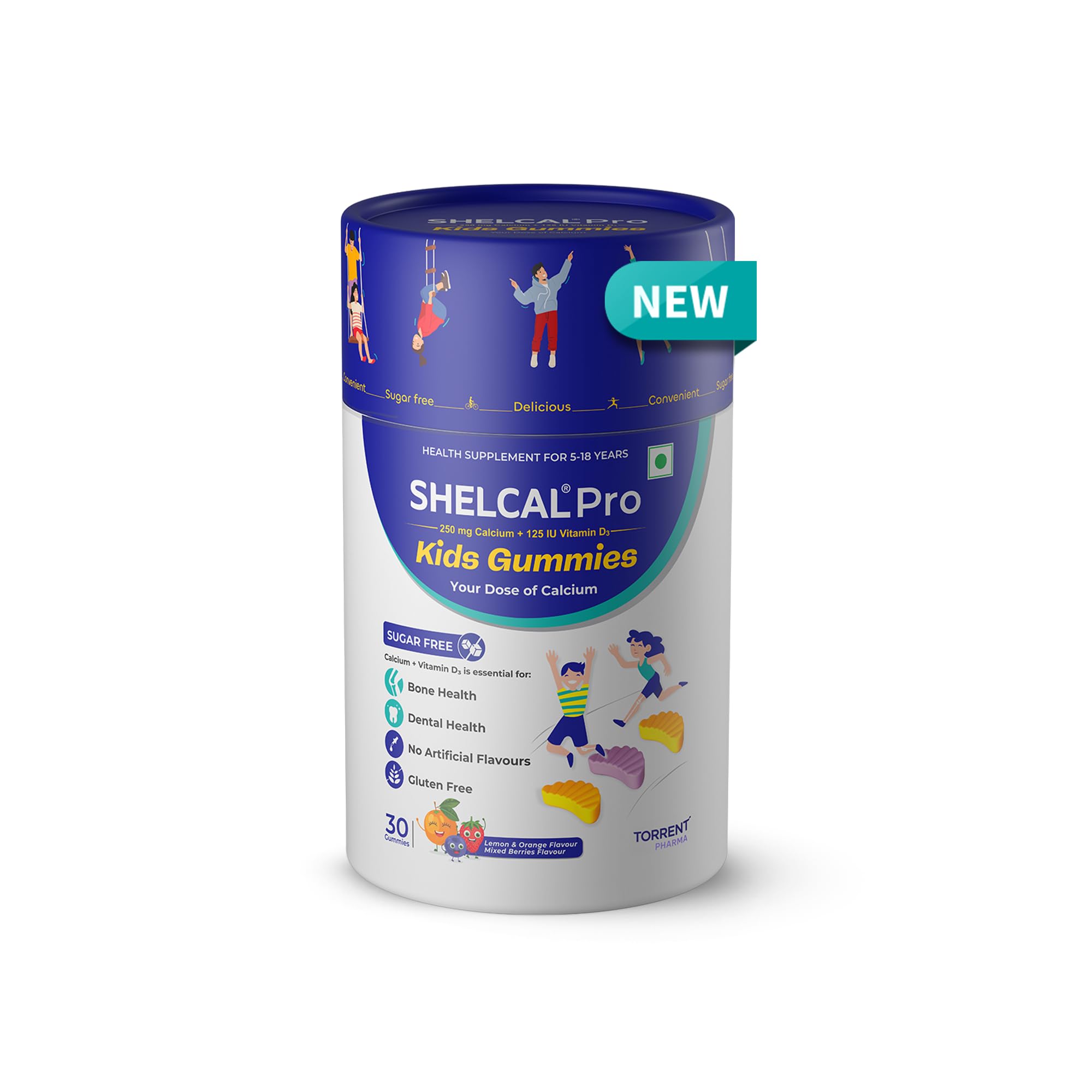 Shelcal Pro Kids Sugar Free Calcium Gummies | Calcium and Vit D3 essential for Bone & Dental Health | Lemon-Orange & Mixed Berries Flavors (30 Gummies) - By Torrent Pharma-image-26