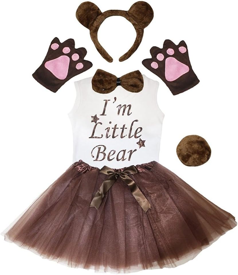 Petitebella Combined I'm Little Animal Headband Tutu Shirt 6pc Girl Costume 1-8y