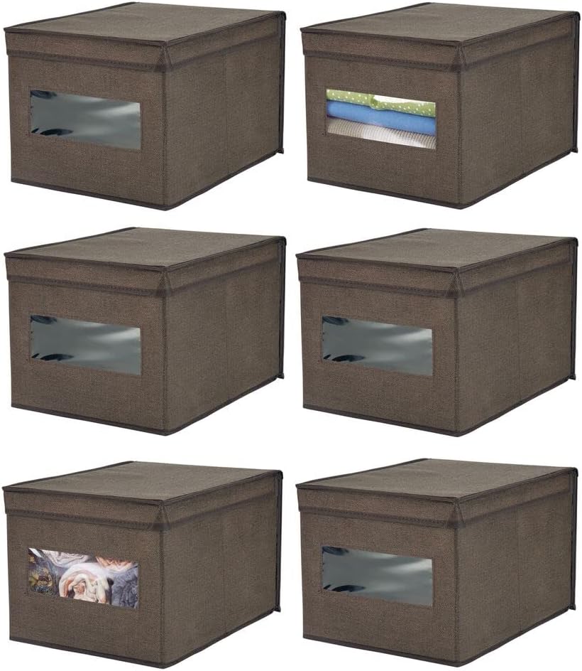 mDesign Set da 6 Organizer Armadio con Coperchio attaccato e Finestra