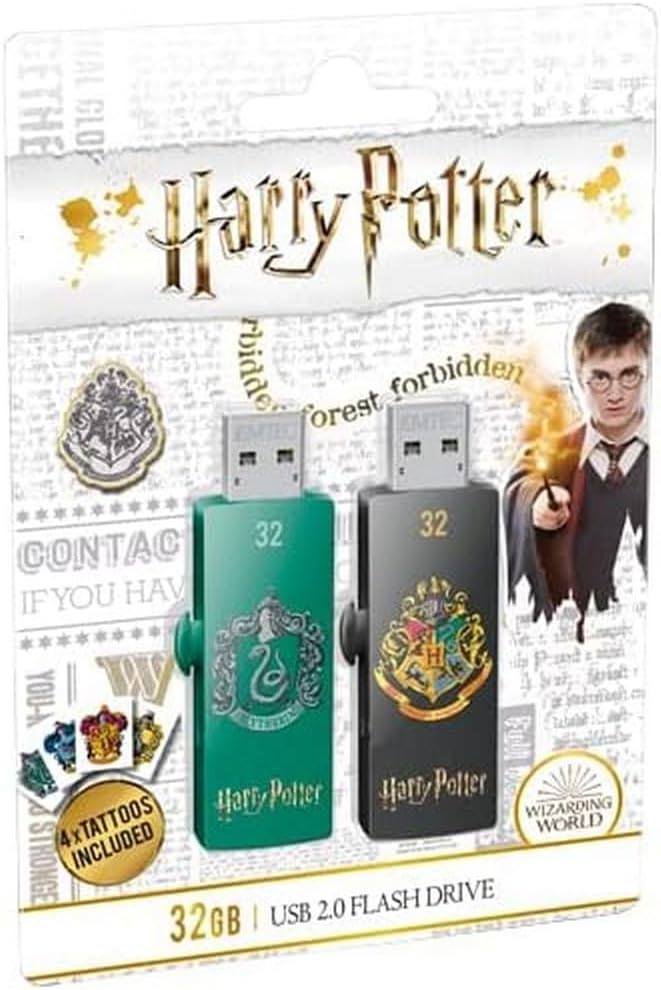EMTEC Harry Potter M730 USB 2.0 Flash Drive - 32GB-Slytherin & Hogwarts Duo Pack (ECMMD32GM730HP02P2)