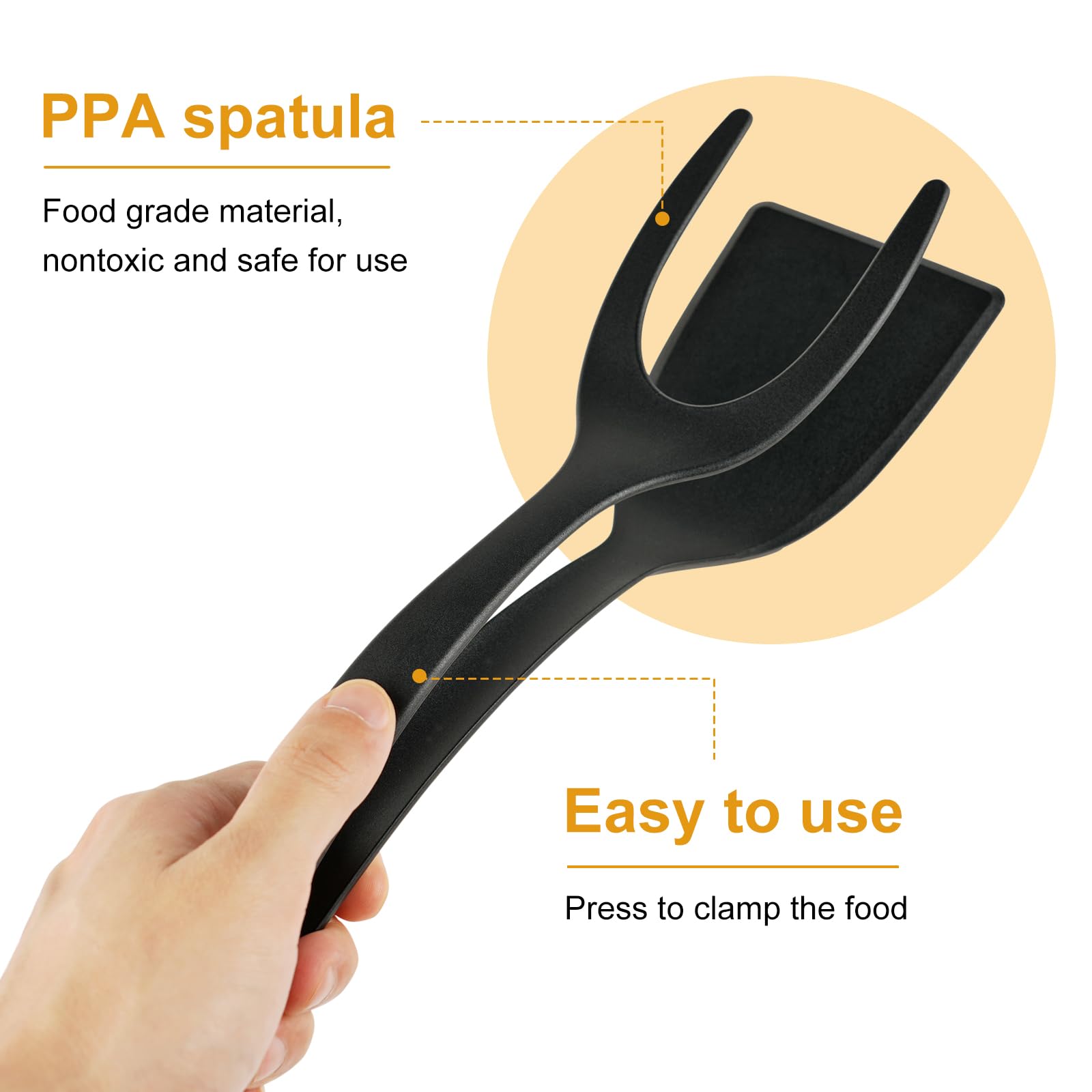 Pinze a spatola 2 in 1 con impugnatura e flip per uova, pinze 2 in 1