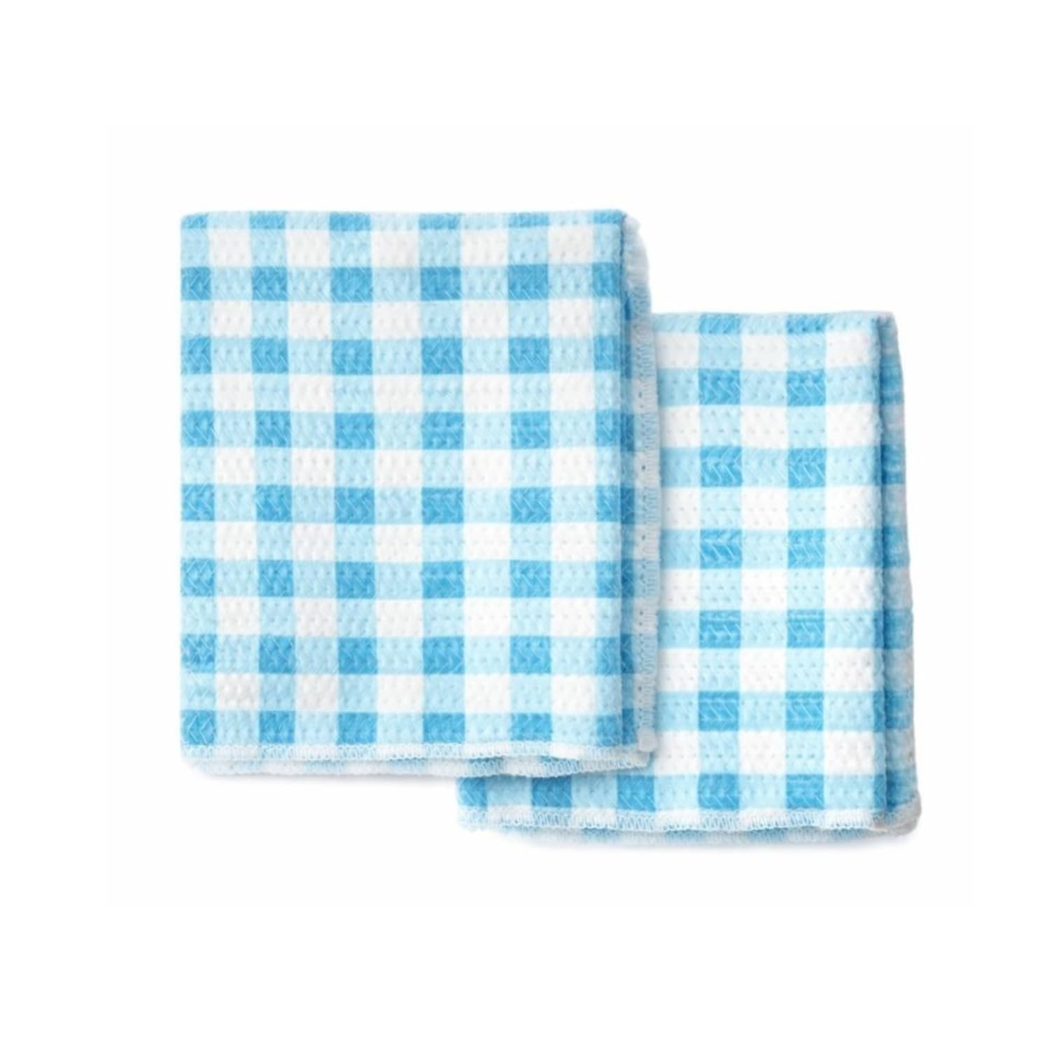 Homeshopa.com 2Pk Blue/White Homeshopa Eco Multipurpose Cleaning Cloths, Antibacterial 100% Recycled, Super Absorbent Durable & Soft Household Utility Cloth For Kitchen, Bathroom, Window ()