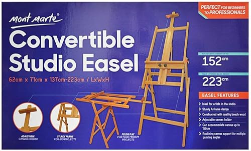 Miniatura 2 de Mont Marte Caballete de estudio convertible. Caballete de suelo adecuado para una variedad de tamaños de lienzo. Fácil ajuste de altura e