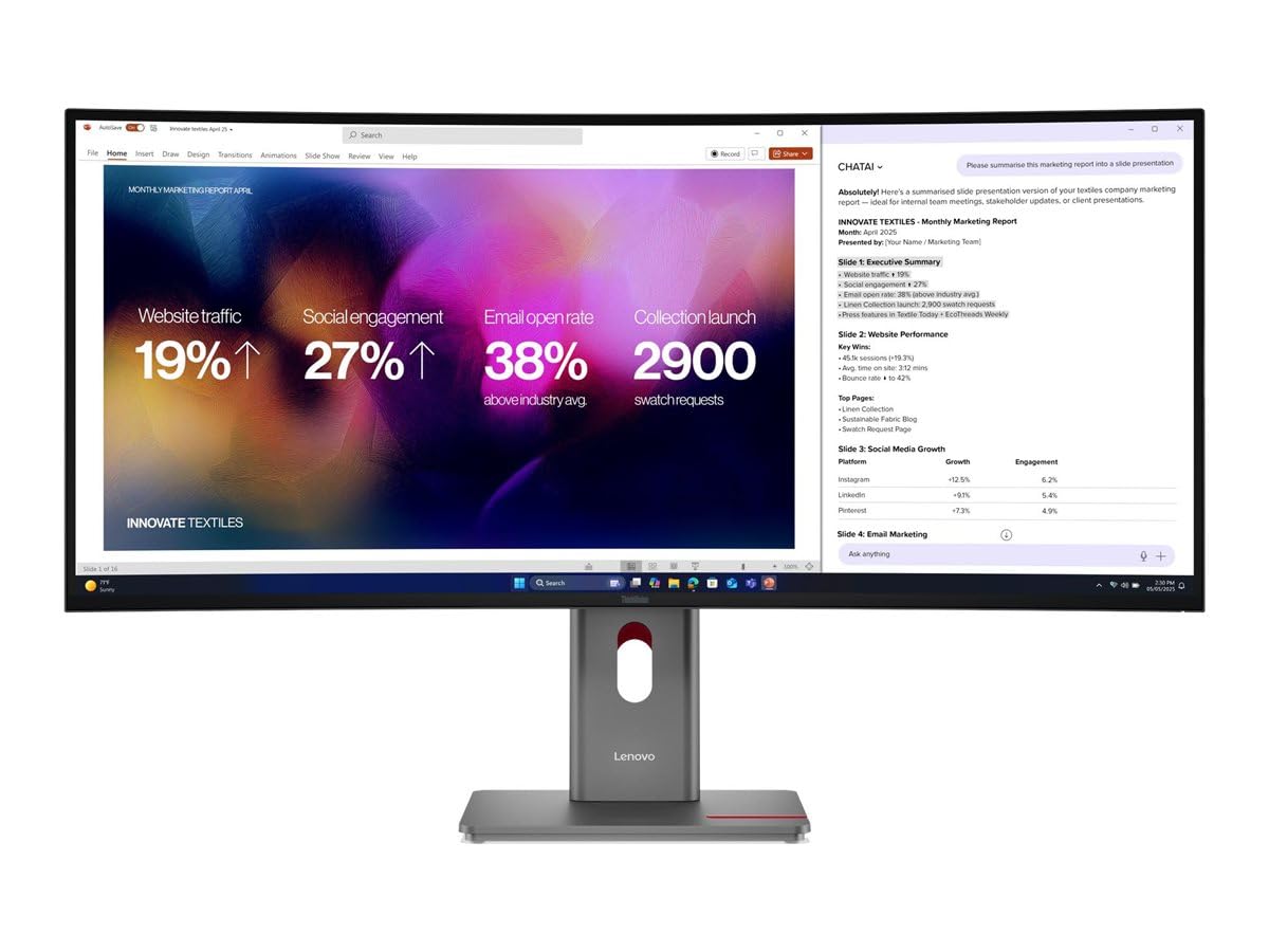 Lenovo ThinkVision P40WD-40 gebogener 40" 5K Monitor WUHD IPS HDR10 Thunderbolt 4 (64B4GAT1EU)