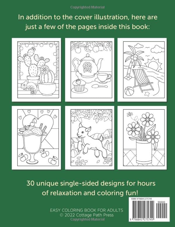 Simple Large Print Coloring Book for Adults: Easy Designs for Women and Seniors featuring Animals, Nature, Flowers, Country Scenes, Sweets and More 2 Simple Large Print Coloring Book for Adults: Easy Designs for Women and Seniors featuring Animals, Nature, Flowers, Country Scenes, Sweets and More - Image 3
