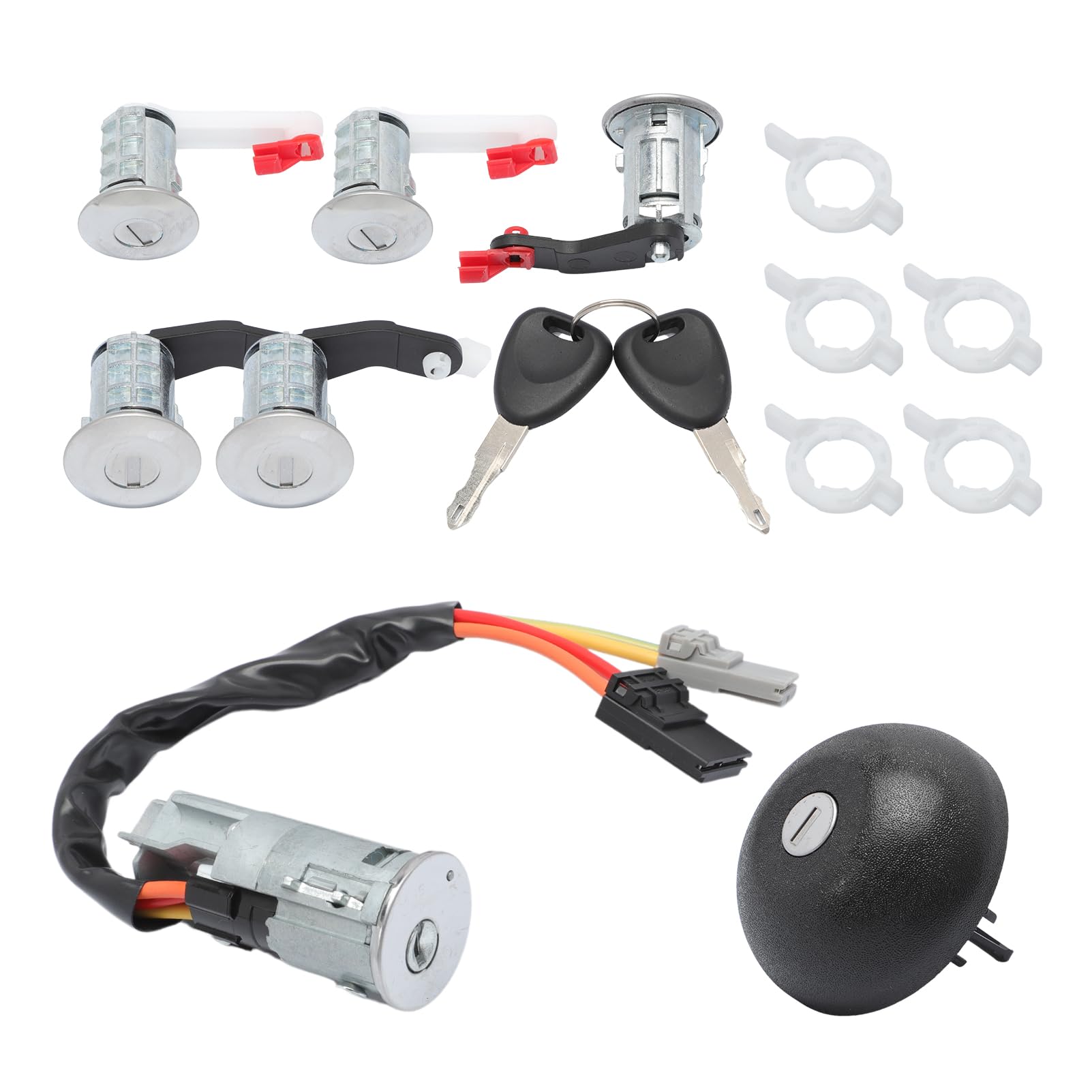 Kit de interruptor de cilindro de inicio, cerradura de dirección, tapa de depósito, puerta lateral trasera delantera compatible con MASTER 2 MOVANO 7701471591 7701471592
