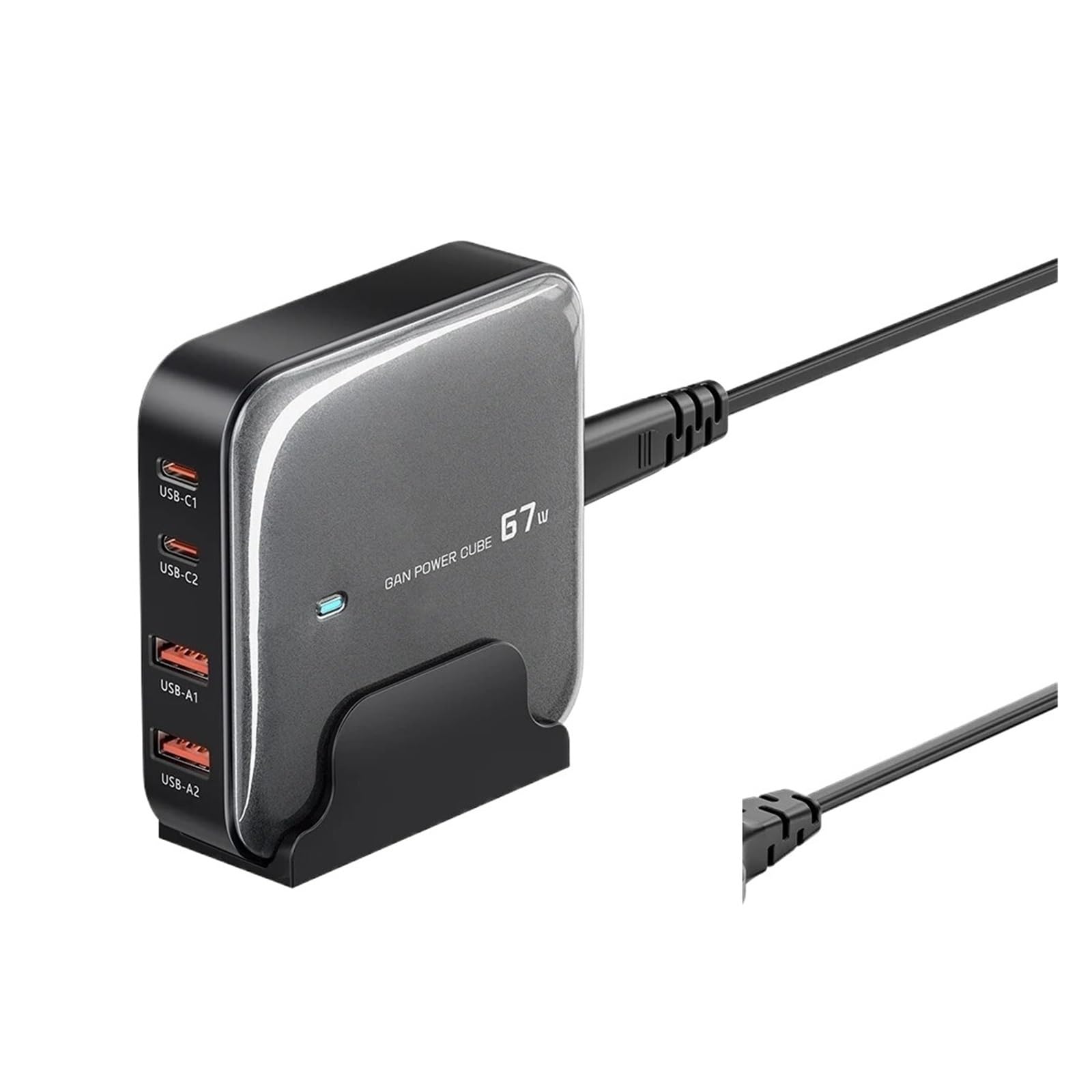 Caricabatterie Stazione Di Ricarica Caricatore USB GaN Multiporta Da 67 W Tipo C PD QC Rapida Tecnologia Ricarica Rapida Sicura(Black)