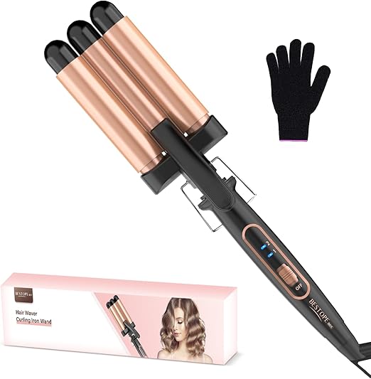 Piastra Onde per Capelli Ferro Arricciacapelli 22mm - BESTOPE MIX Ferro Arricciacapelli 3 Tubi Piastra Capelli Onde Ceramica Calore Rapido 150°C/210°C Ferro per Capelli Onde per Capelli Lunghi e Corti