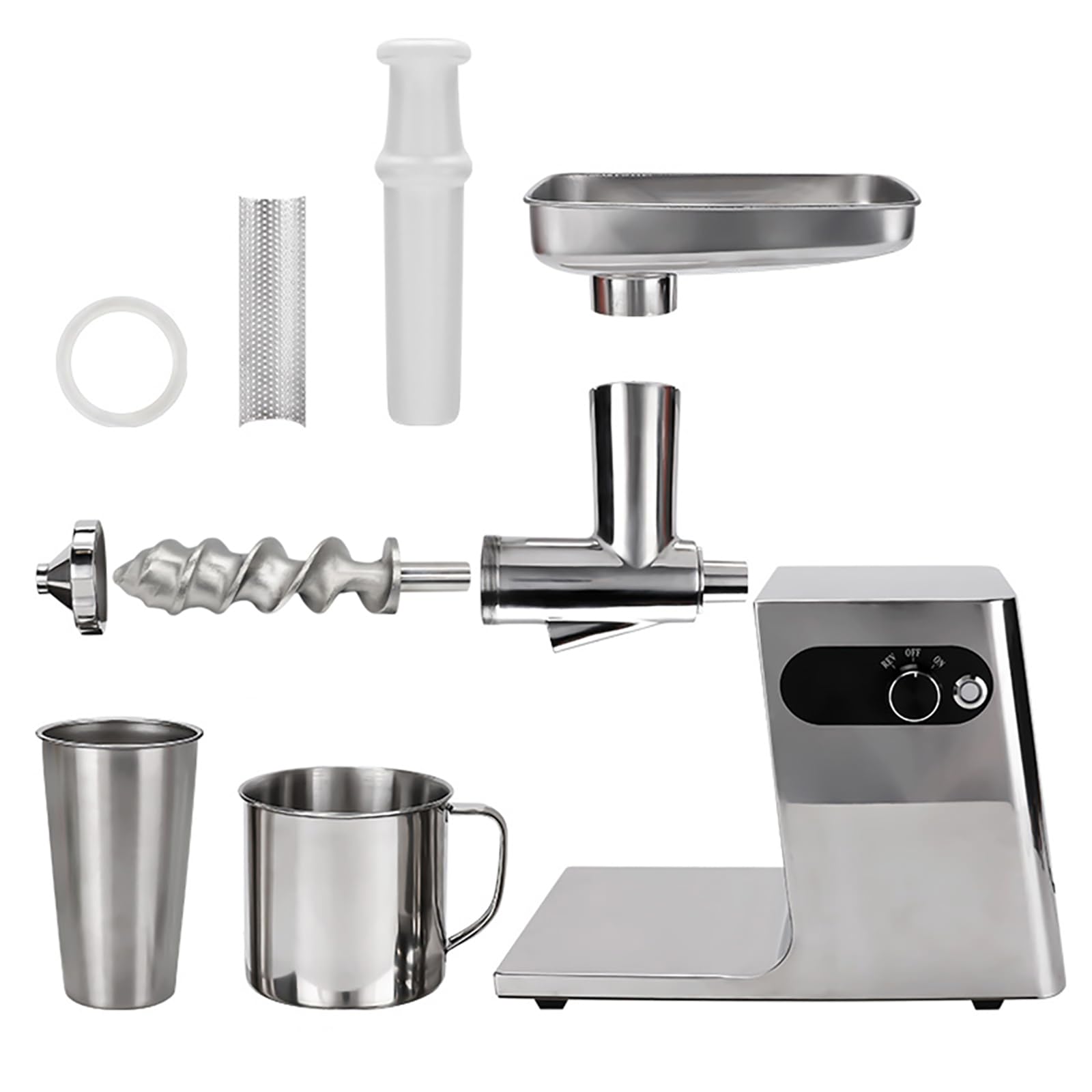 Licuadora De Prensado En Frío De Acero Inoxidable De 200 W, Extractor De Jugo De Frutas Y Verduras con 2 Vasos, Expulsión Automática De Pulpa, Fácil De Limpiar.