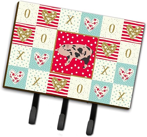 Caroline's Treasures CK5362TH68 - Mini correa de amor de cerdo en miniatura o soporte para llaves, rojo, triple, multicolor
